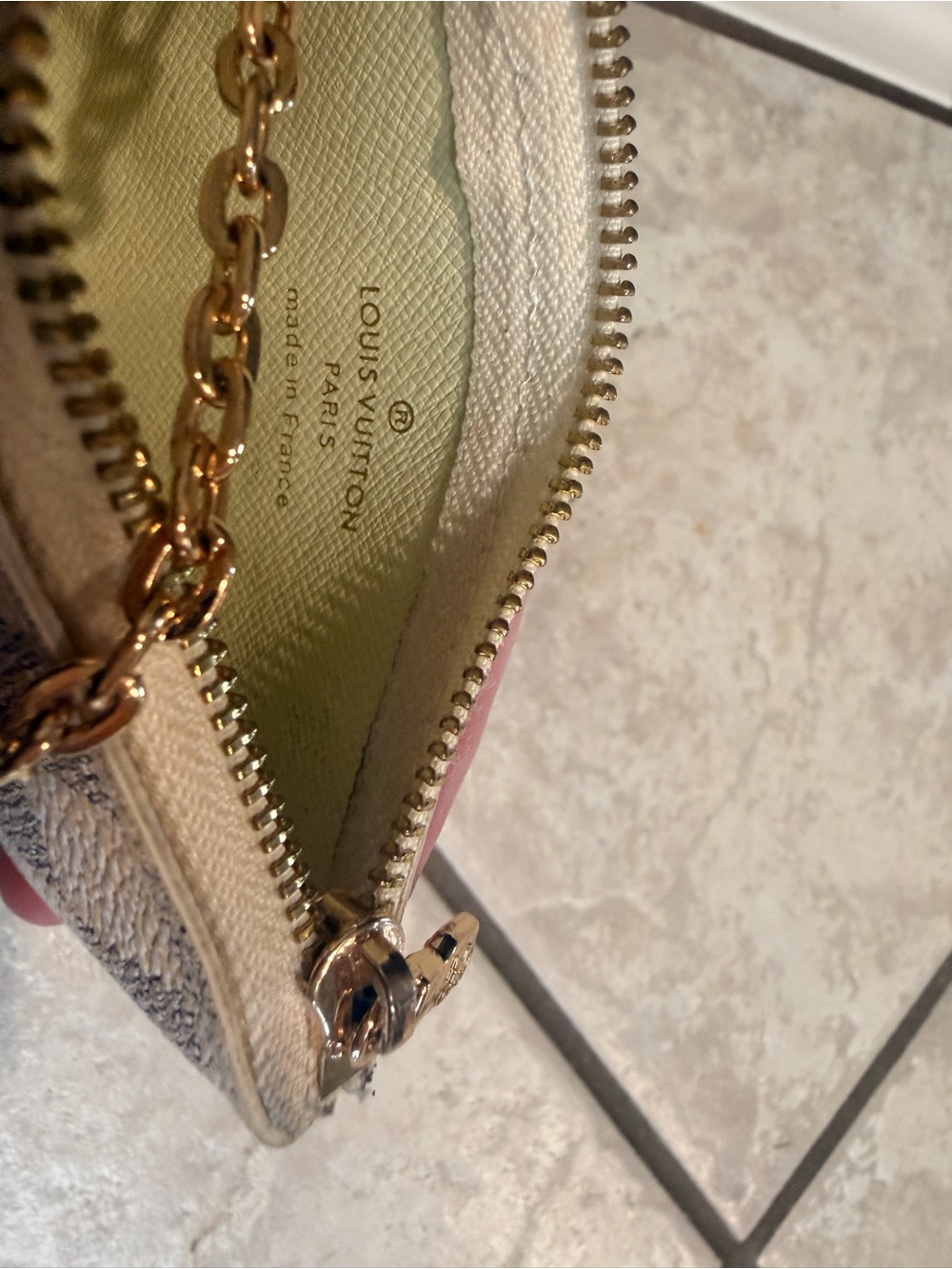 Louis Vuitton Damier Azur Checkered Zip Card Holder with Gold Hardware - Picture 3 of 5
